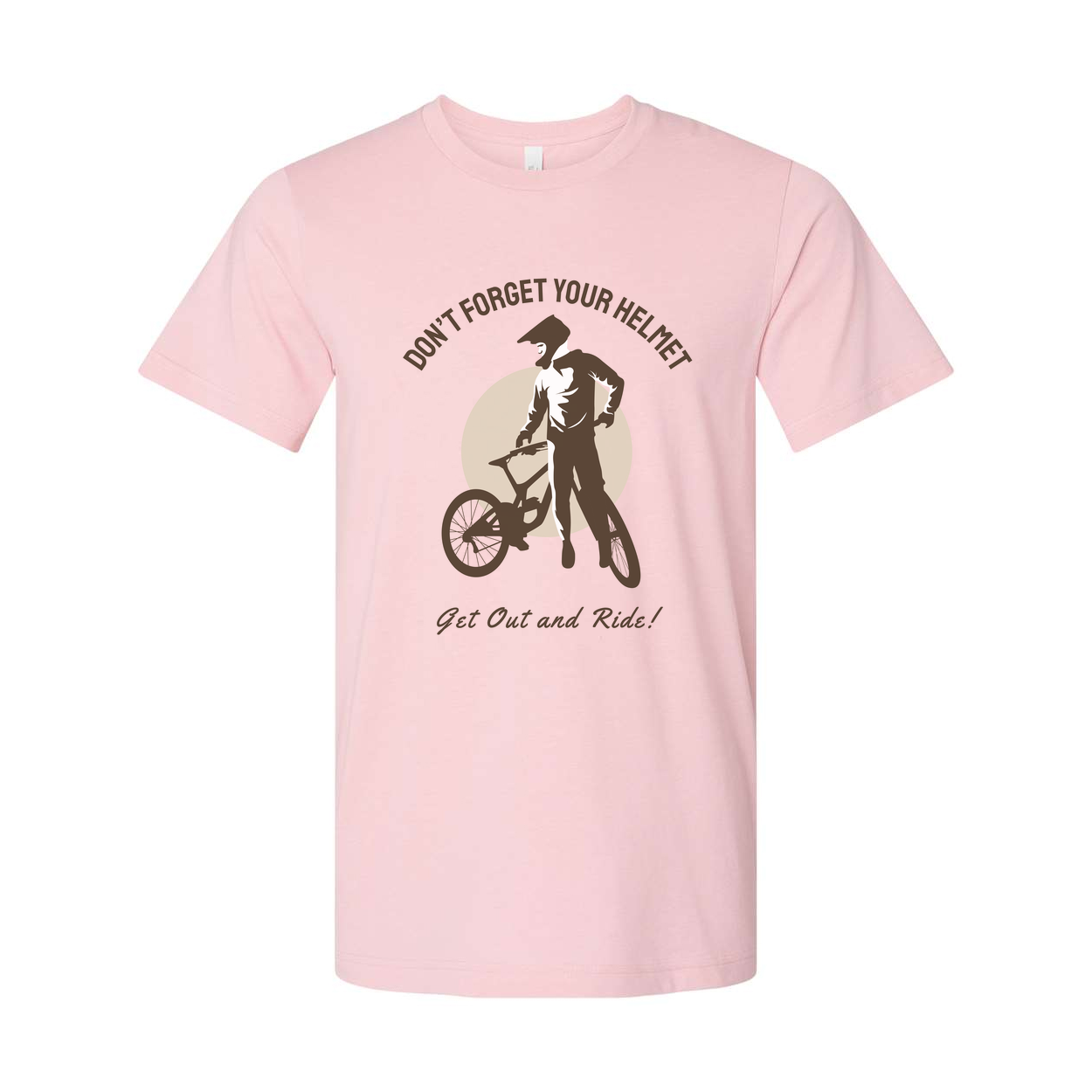 Unisex Biking T Shirt With Rider Silhouette And Don't Forget Your Helmet Slogan Graphic