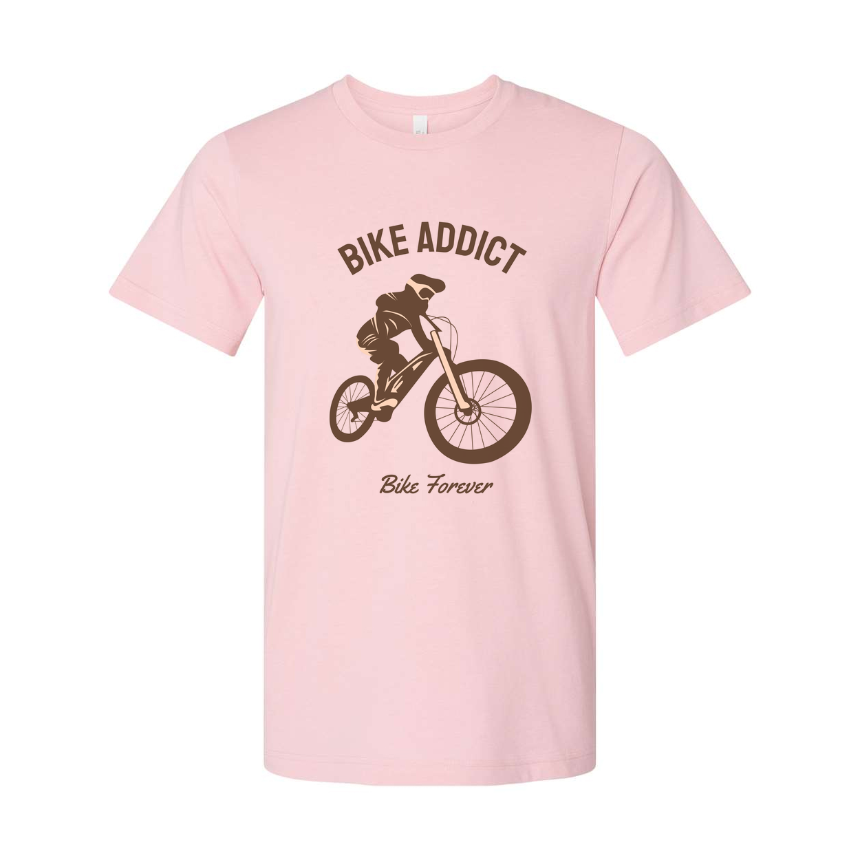 Bike Addict Graphic T Shirt With Bicycle Silhouette And Bike Forever Motto For Cyclists