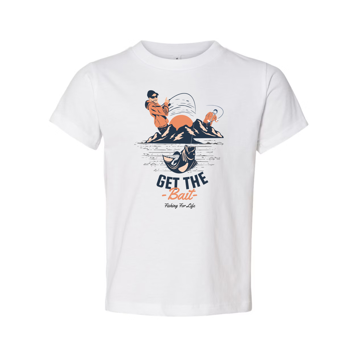 Unisex Fishing Graphic T Shirt With Get The Bait Artwork And Mountain Reflection