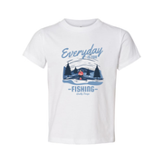 Unisex Fishing Graphic T Shirt With Scenic Forest River Design And Everyday Is For Fishing