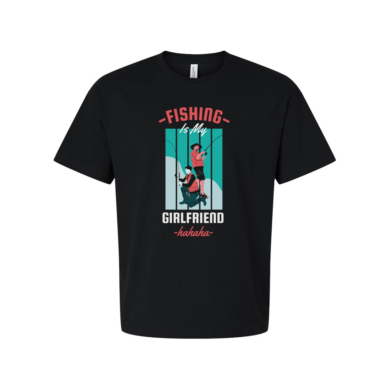 Fishing Is My Girlfriend Graphic Tee Unisex Short Sleeve Shirt With Humorous Fishing Scene