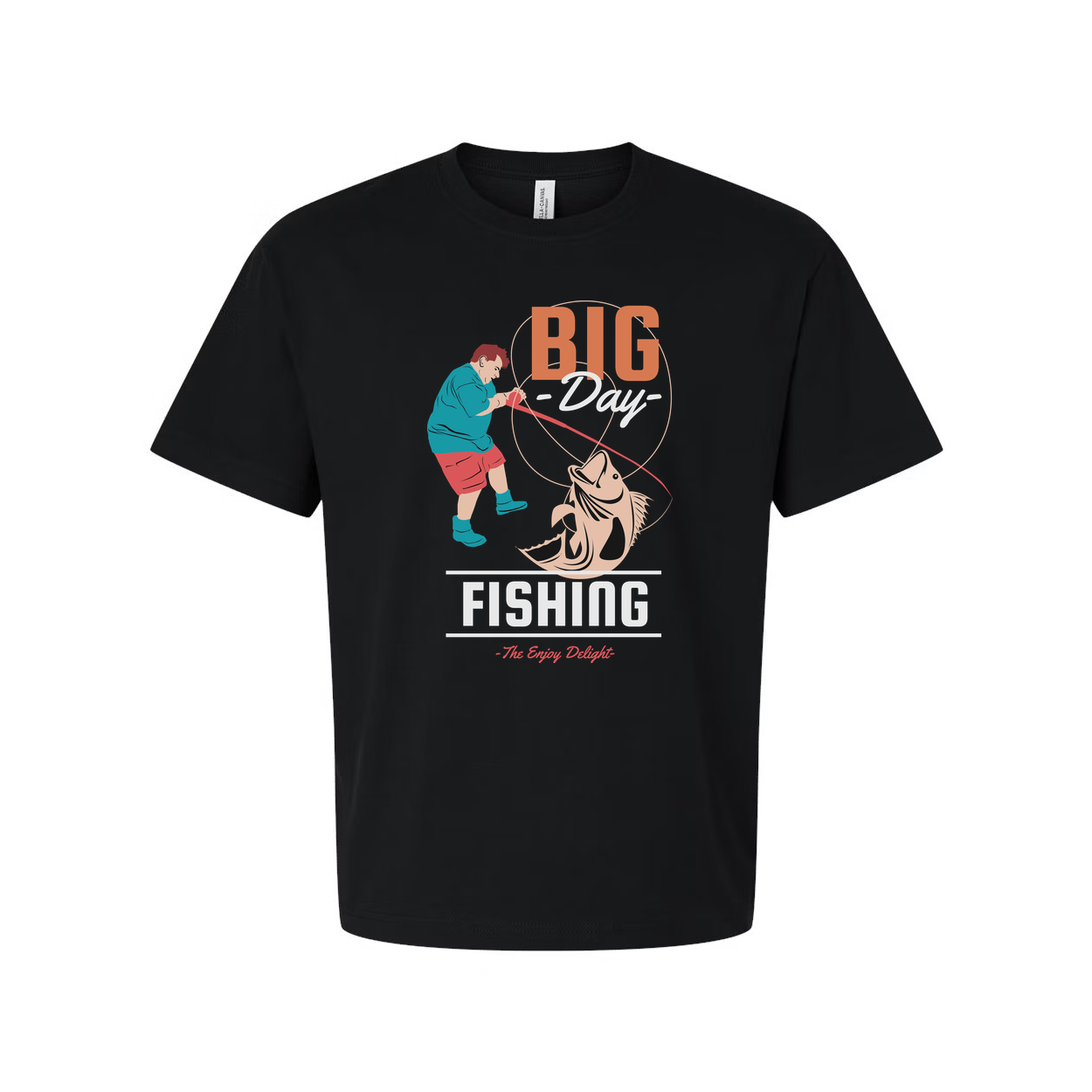 Big Day Fishing Graphic Tee For Anglers Unisex With Colorful Fishing Scene Illustration