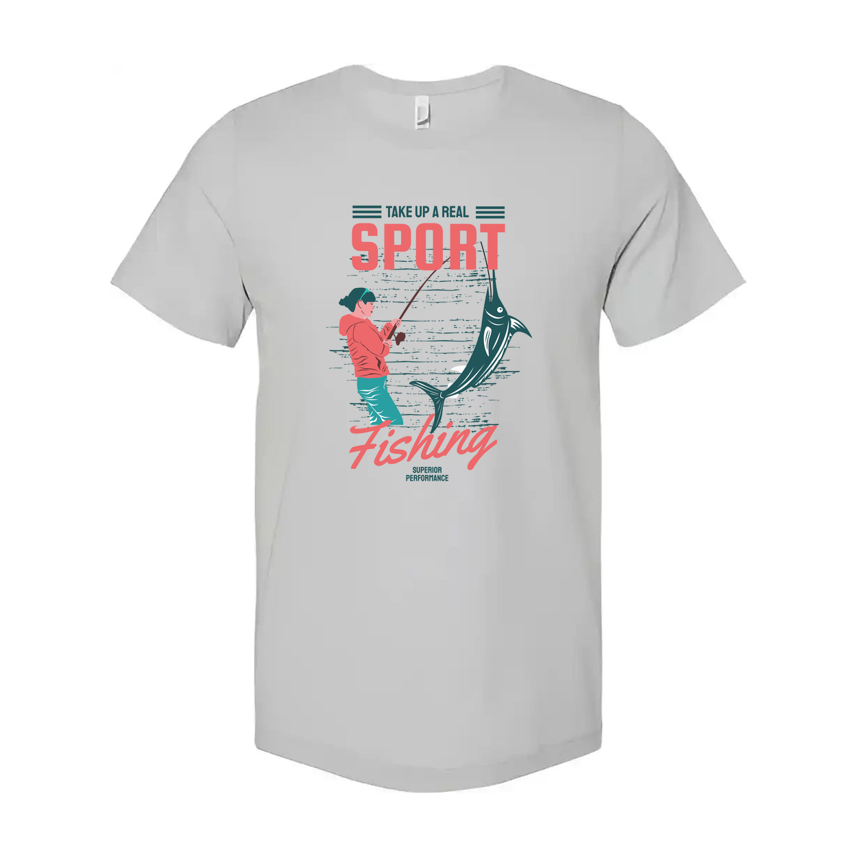 Unisex Fishing Graphic Tee With Marlin Illustration And Take Up A Real Sport Typography