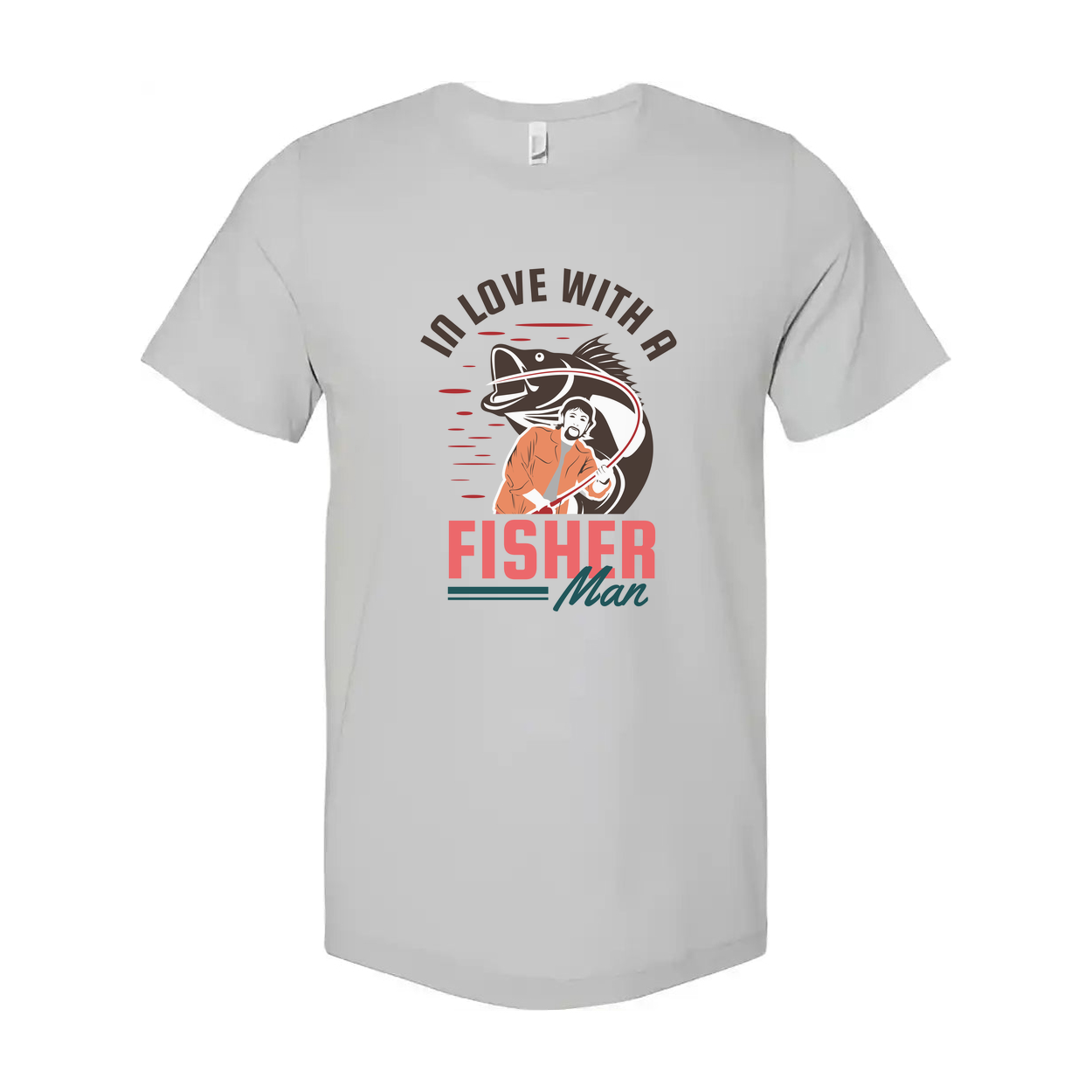 Unisex Fishing Graphic Tee With I'd Love With A Fisher Man Illustration And Retro Styling