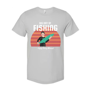 Unisex Fishing Graphic T Shirt With Sunset Horizon And Big Day Of Fishing Illustration