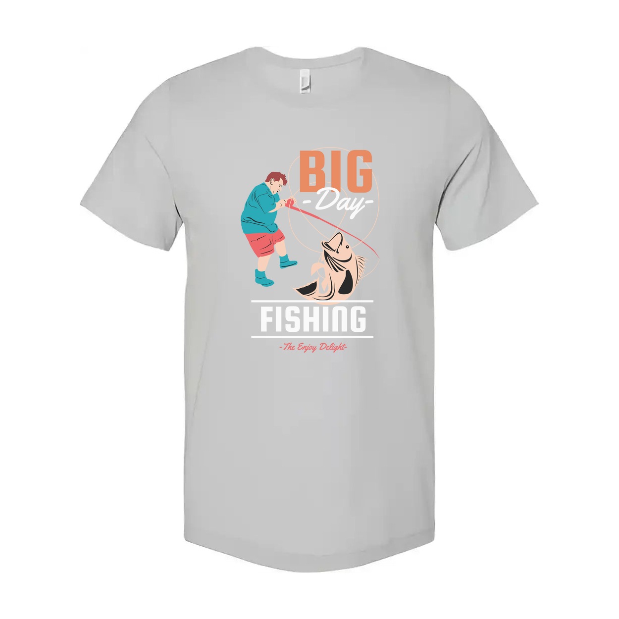 Big Day Fishing Graphic Tee For Anglers Unisex With Colorful Fishing Scene Illustration