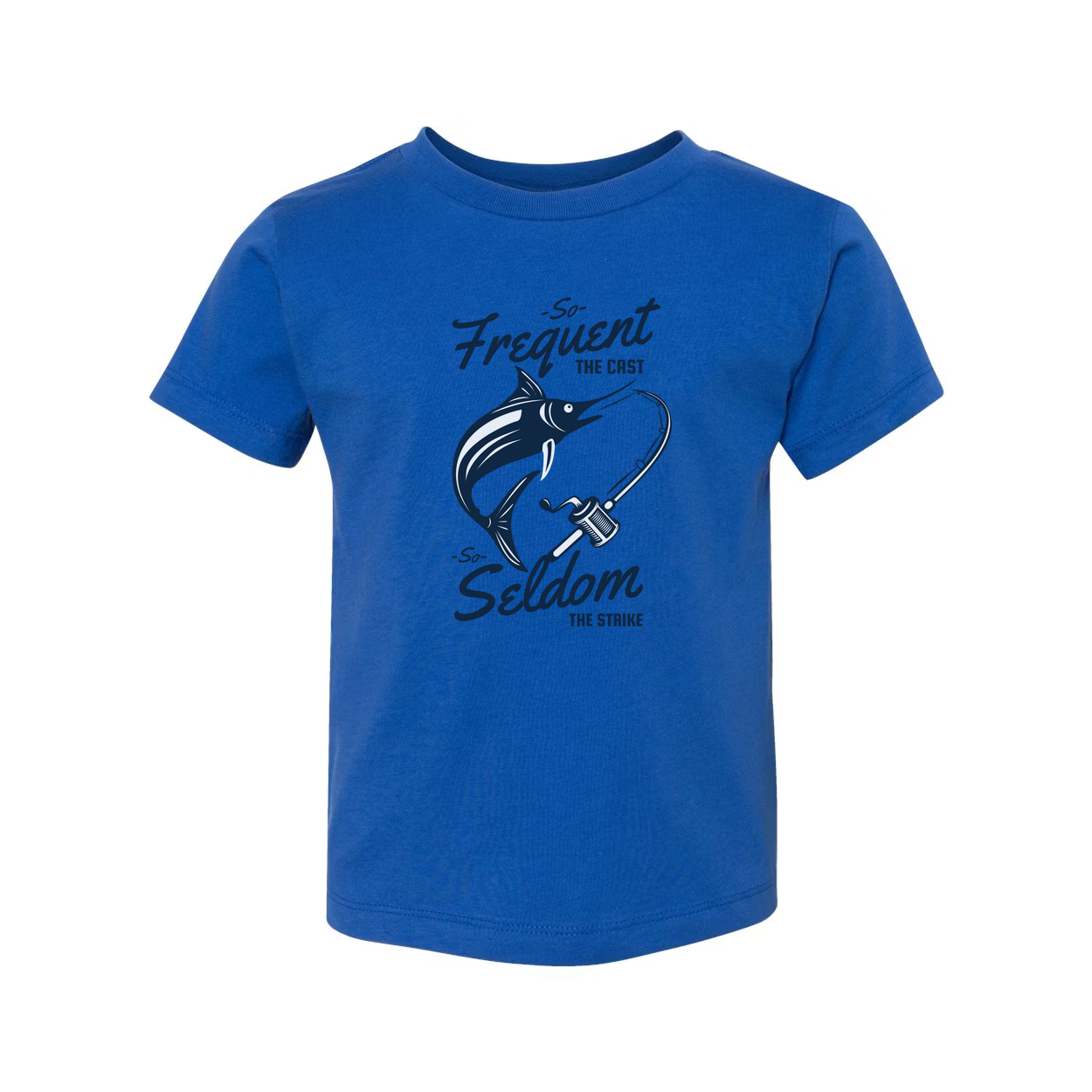 Unisex Fishing T-Shirt With Marlin And Casting Rod Graphic Featuring So Frequent The Cast So Seldom The Strike