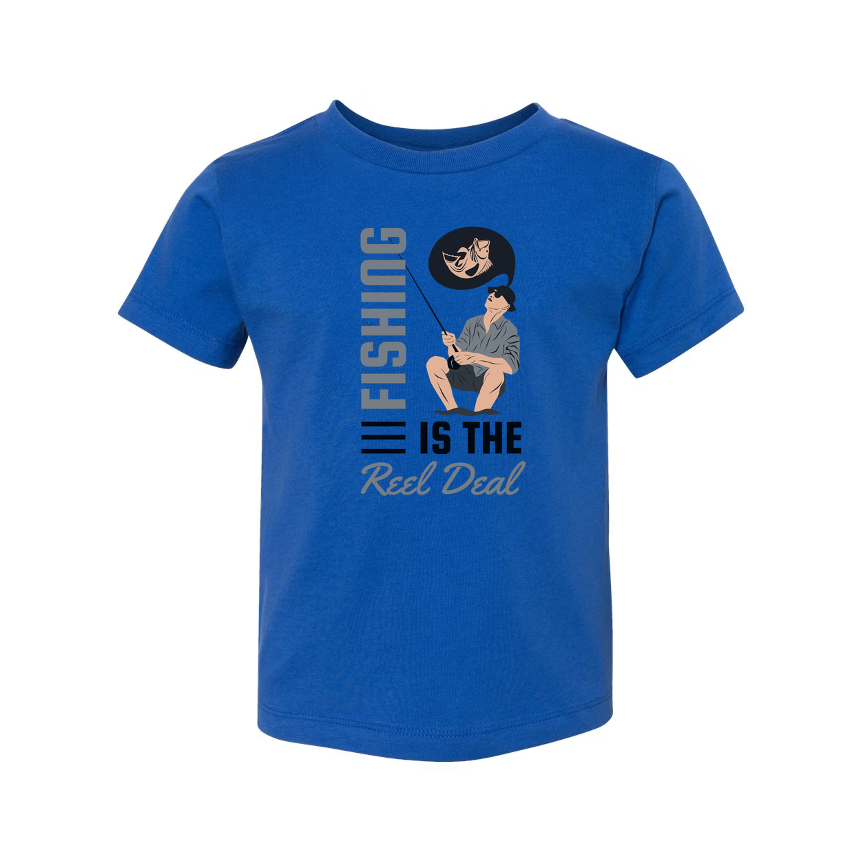 Fishing Is The Reel Deal Unisex Graphic Tee With Angler Illustration And Pun Design