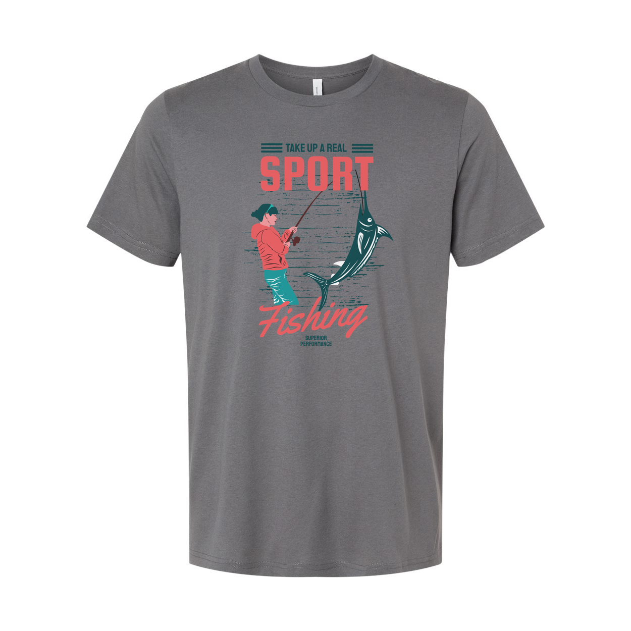 Unisex Fishing Graphic Tee With Marlin Illustration And Take Up A Real Sport Typography