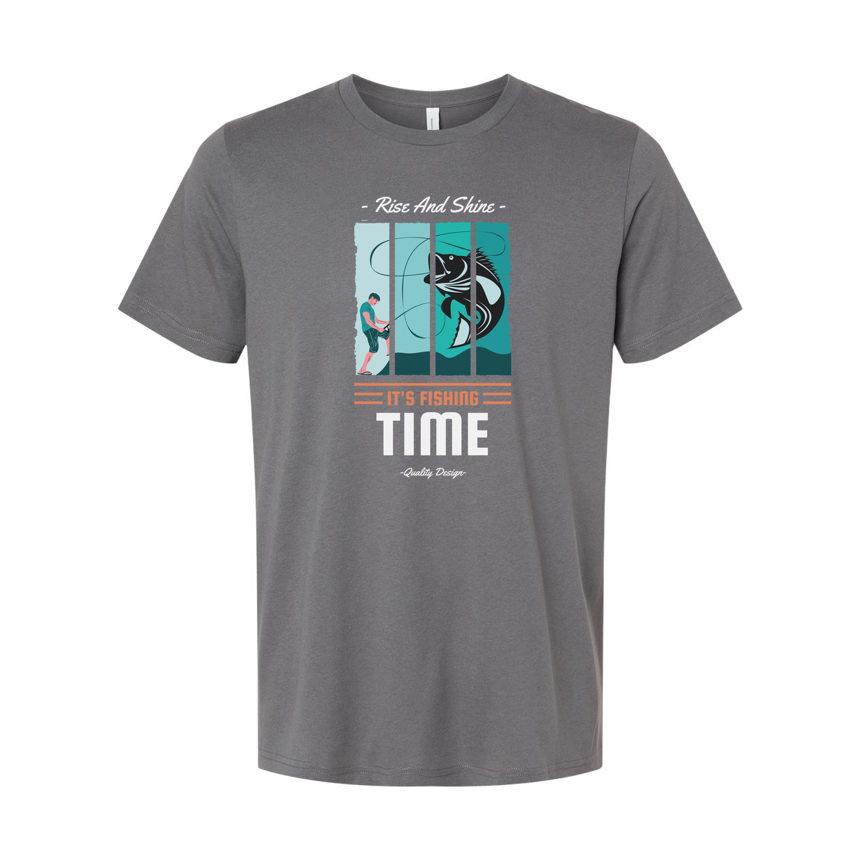 Unisex Fishing Graphic Tee Featuring Rise And Shine Its Fishing Time Design For Outdoor Enthusiasts