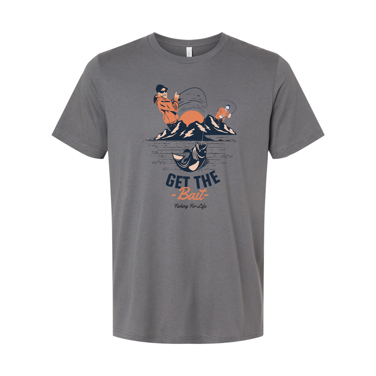 Unisex Fishing Graphic T Shirt With Get The Bait Artwork And Mountain Reflection