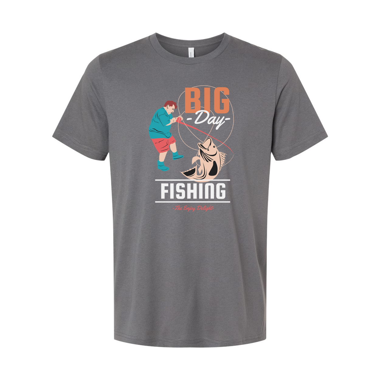 Big Day Fishing Graphic Tee For Anglers Unisex With Colorful Fishing Scene Illustration
