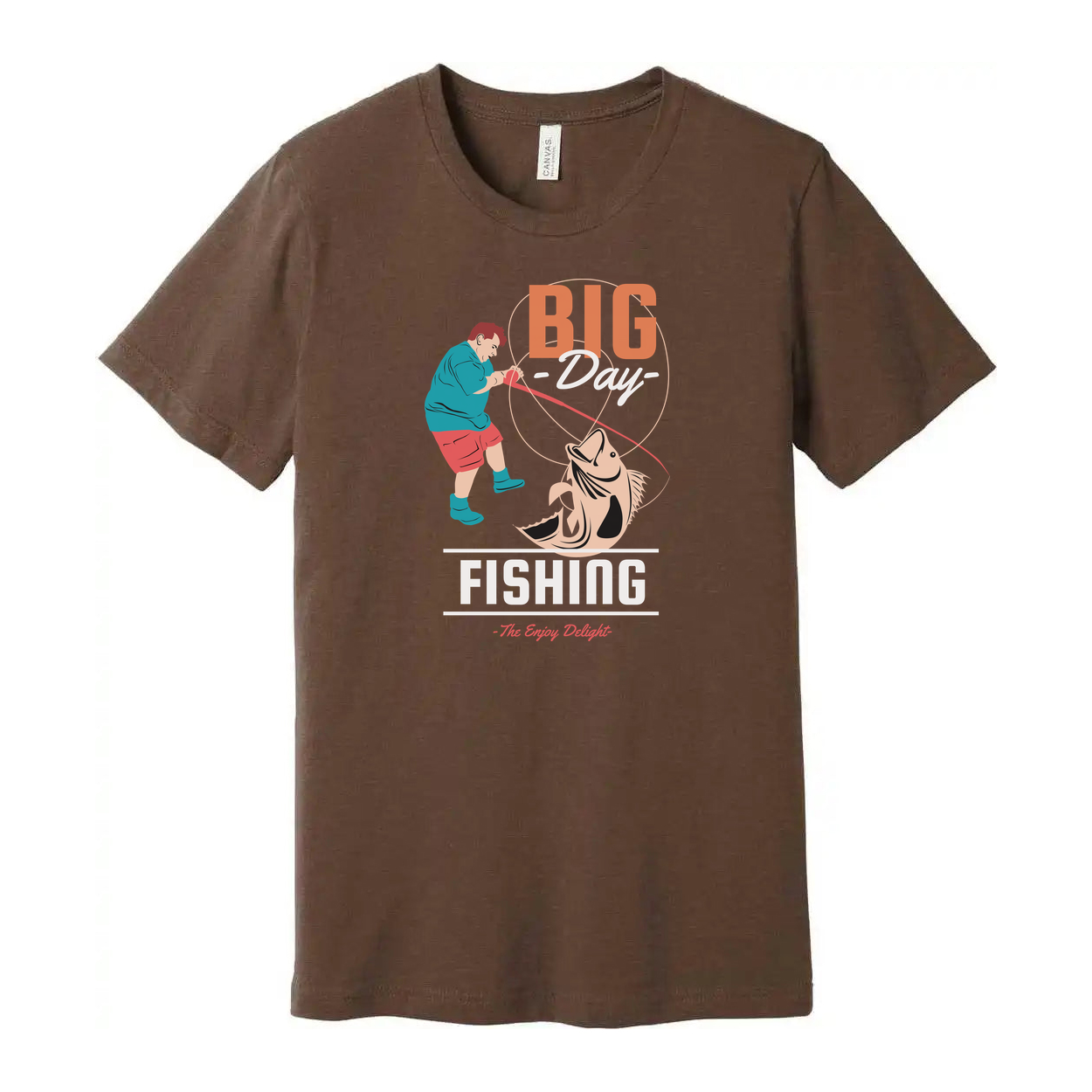 Big Day Fishing Graphic Tee For Anglers Unisex With Colorful Fishing Scene Illustration