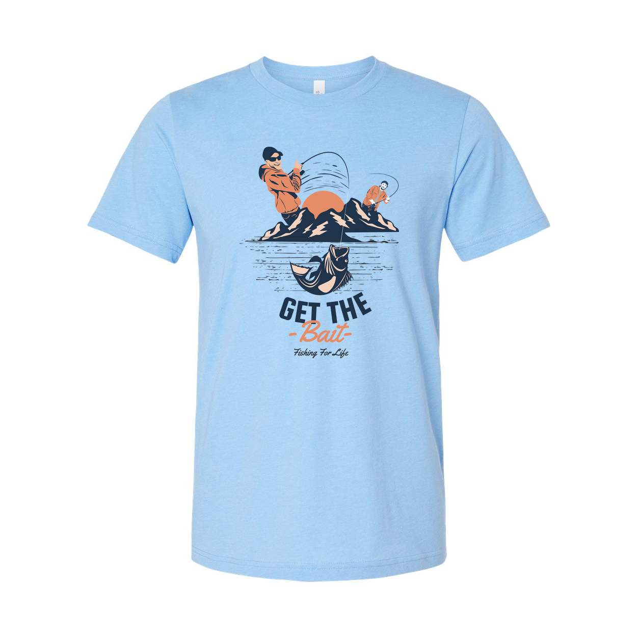 Unisex Fishing Graphic T Shirt With Get The Bait Artwork And Mountain Reflection