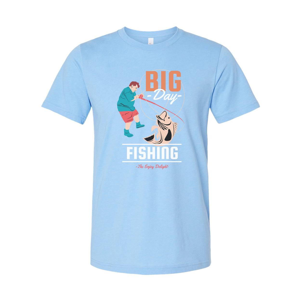 Big Day Fishing Graphic Tee For Anglers Unisex With Colorful Fishing Scene Illustration
