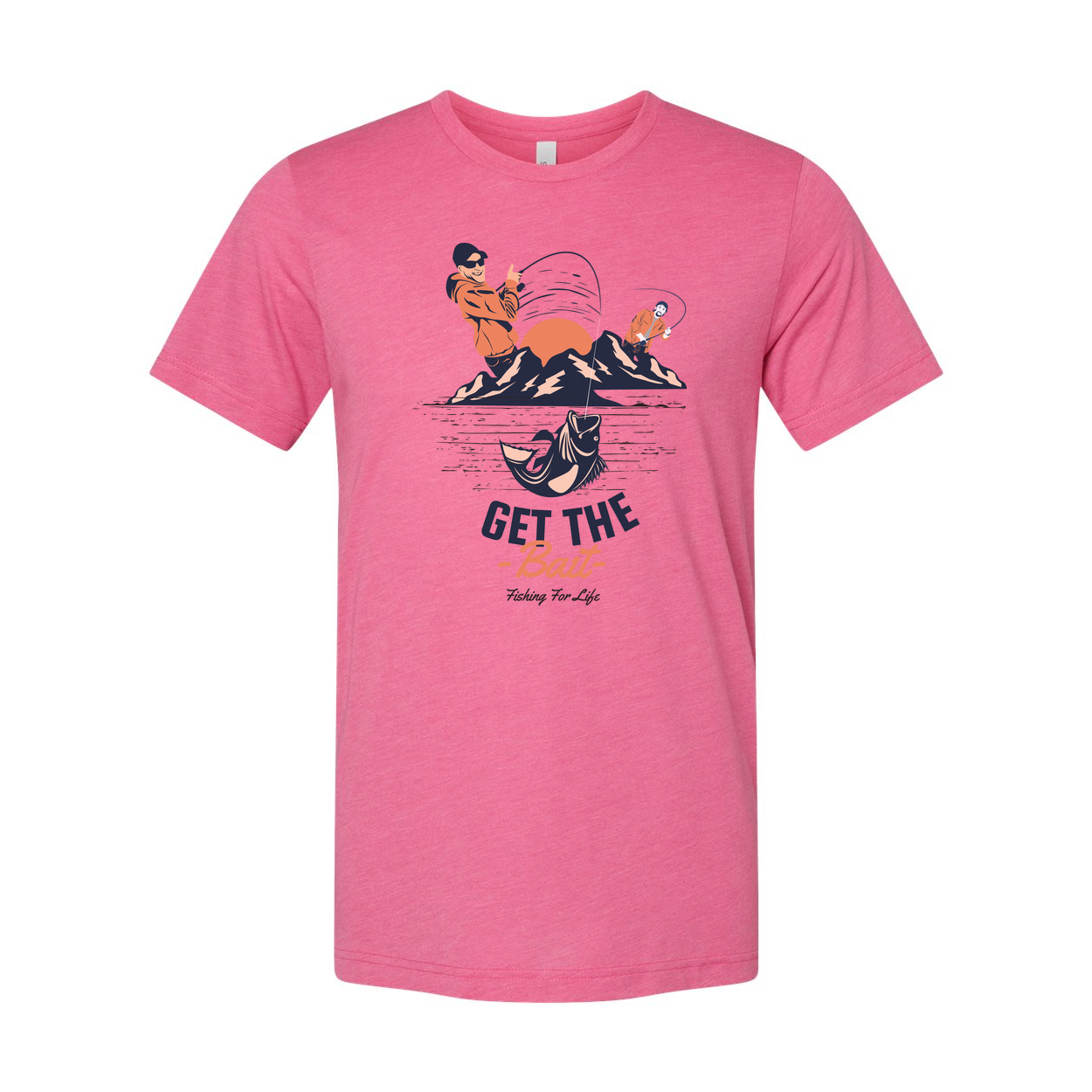 Unisex Fishing Graphic T Shirt With Get The Bait Artwork And Mountain Reflection