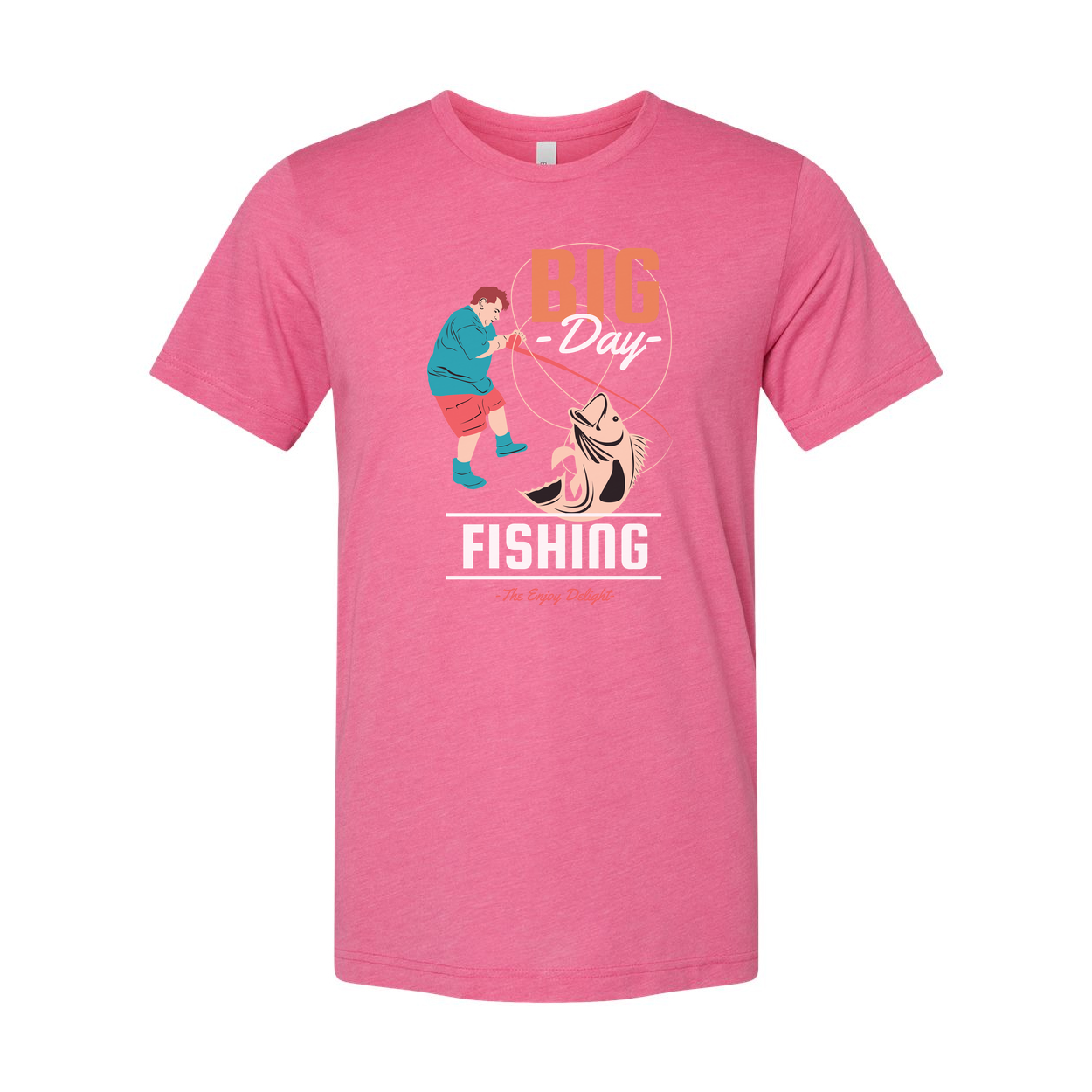 Big Day Fishing Graphic Tee For Anglers Unisex With Colorful Fishing Scene Illustration