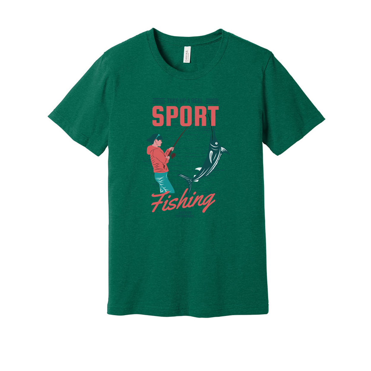 Unisex Fishing Graphic Tee With Marlin Illustration And Take Up A Real Sport Typography