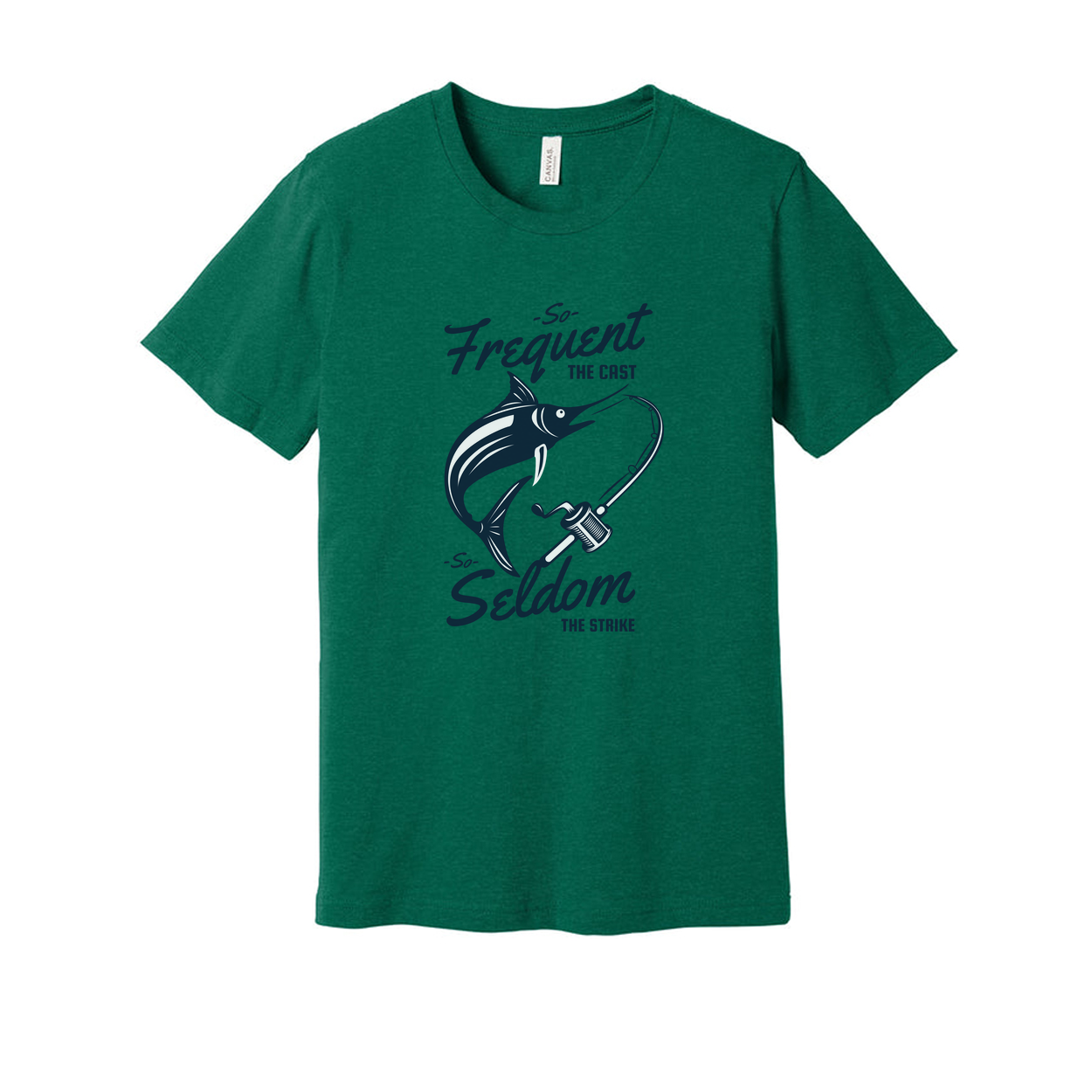 Unisex Fishing T-Shirt With Marlin And Casting Rod Graphic Featuring So Frequent The Cast So Seldom The Strike
