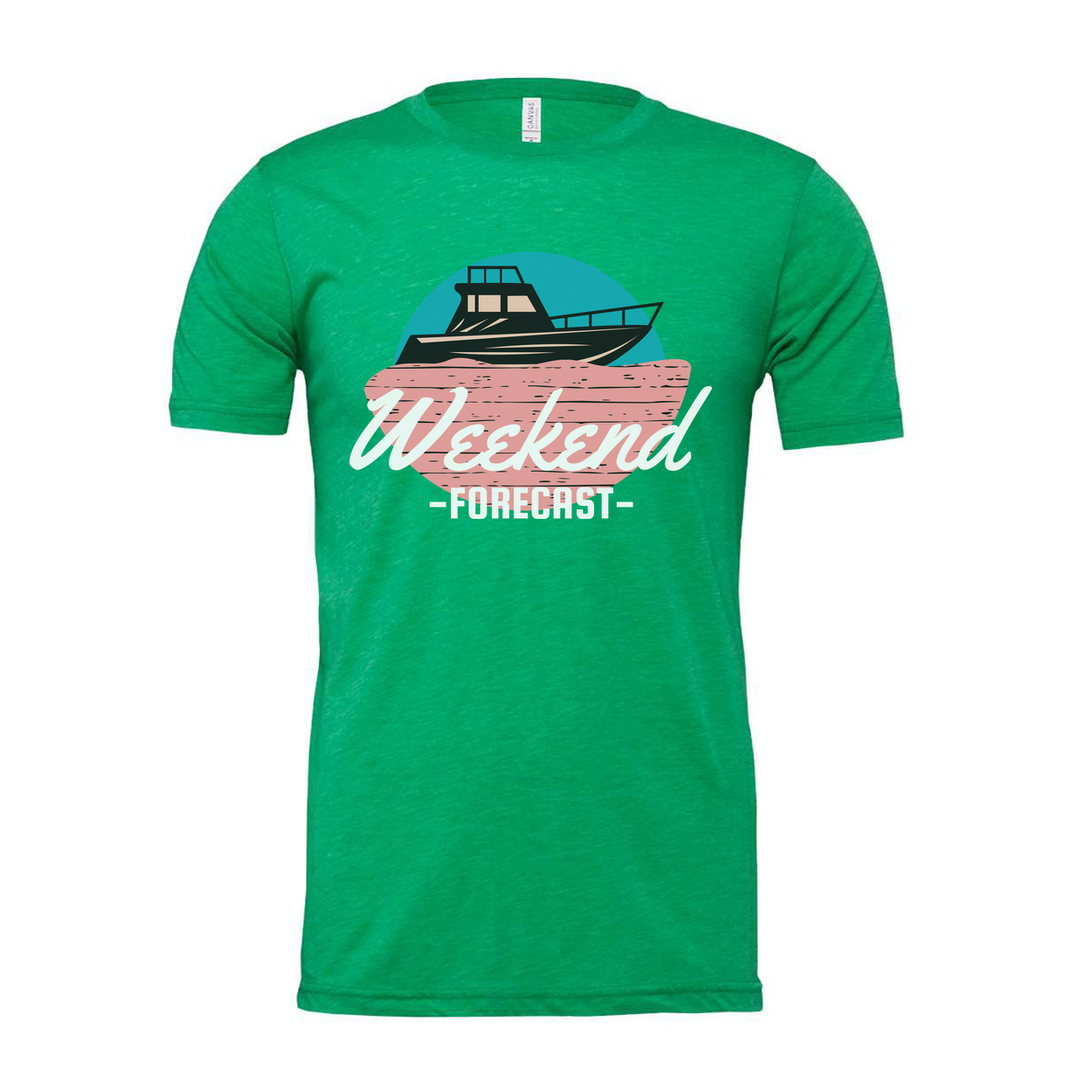 Weekend Forecast Boat Graphic T Shirt For Unisex Casual Wear Featuring Nautical Design