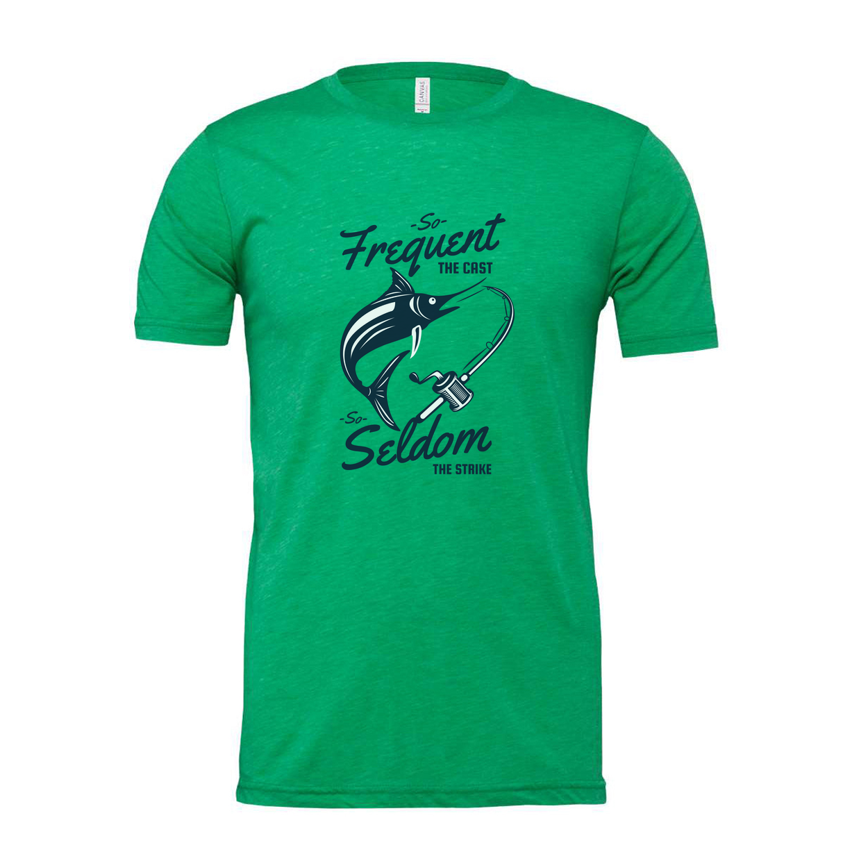 Unisex Fishing T-Shirt With Marlin And Casting Rod Graphic Featuring So Frequent The Cast So Seldom The Strike