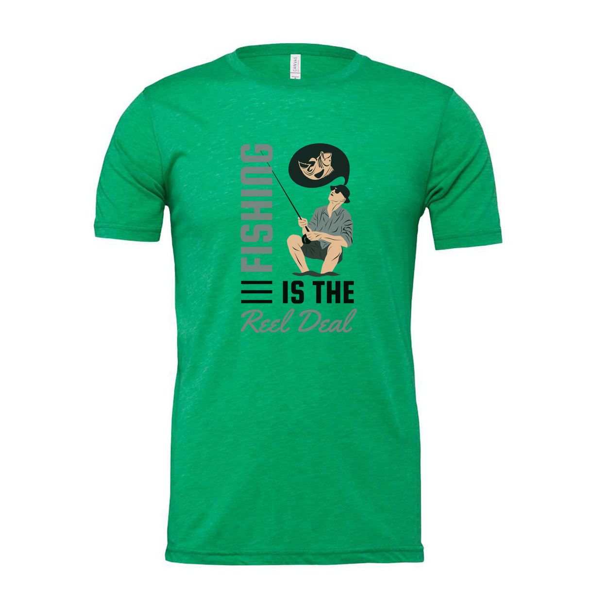 Fishing Is The Reel Deal Unisex Graphic Tee With Angler Illustration And Pun Design
