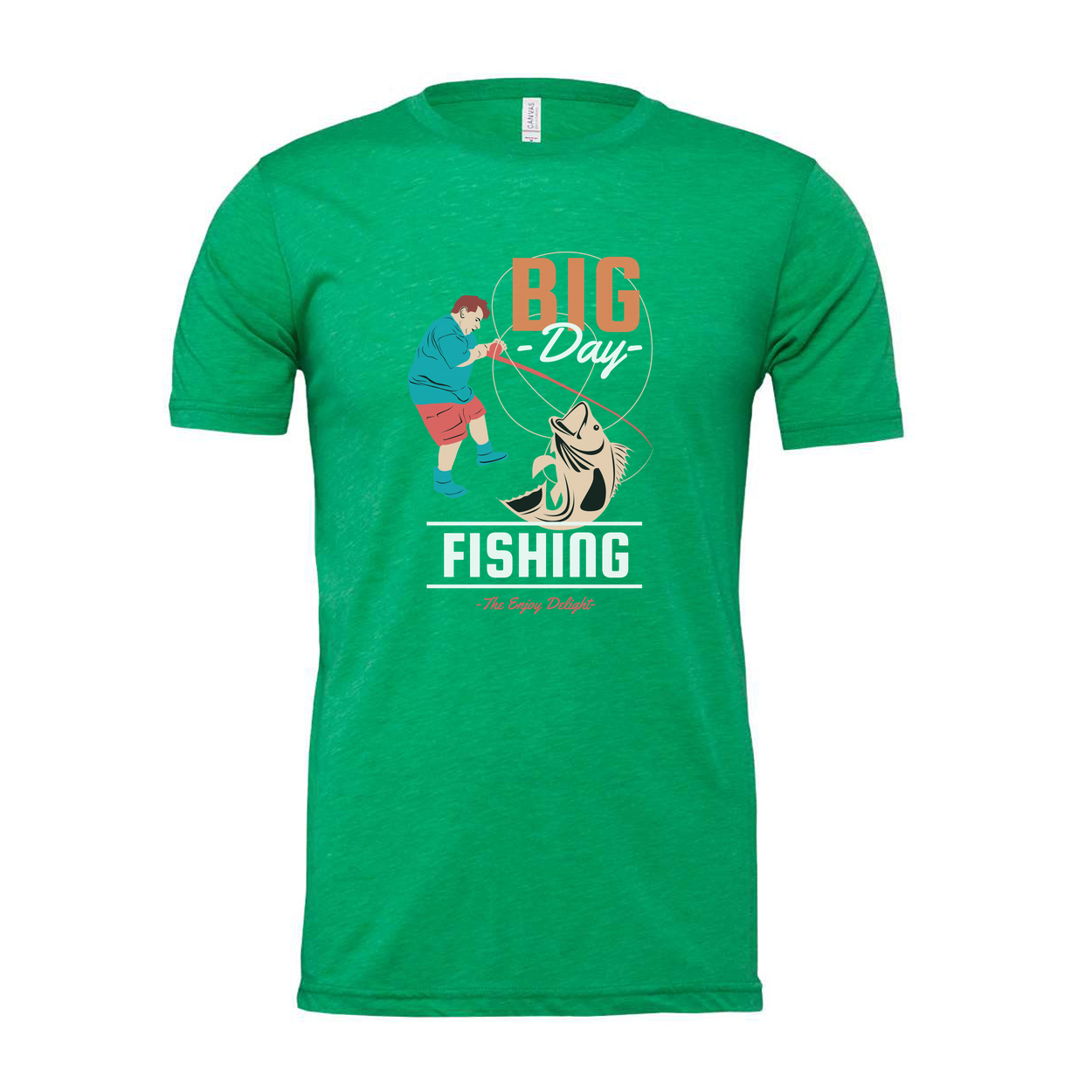 Big Day Fishing Graphic Tee For Anglers Unisex With Colorful Fishing Scene Illustration