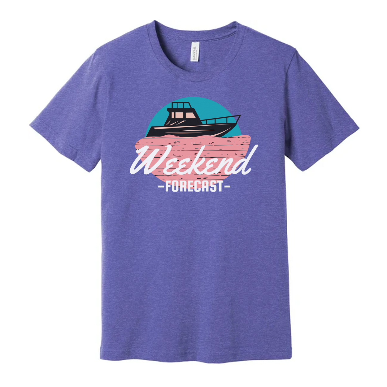 Weekend Forecast Boat Graphic T Shirt For Unisex Casual Wear Featuring Nautical Design