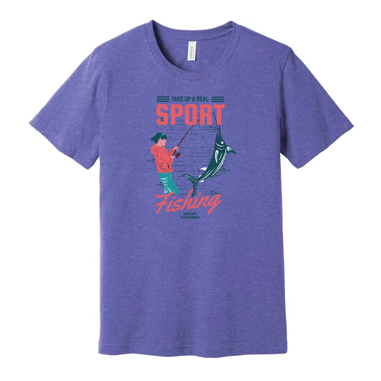 Unisex Fishing Graphic Tee With Marlin Illustration And Take Up A Real Sport Typography