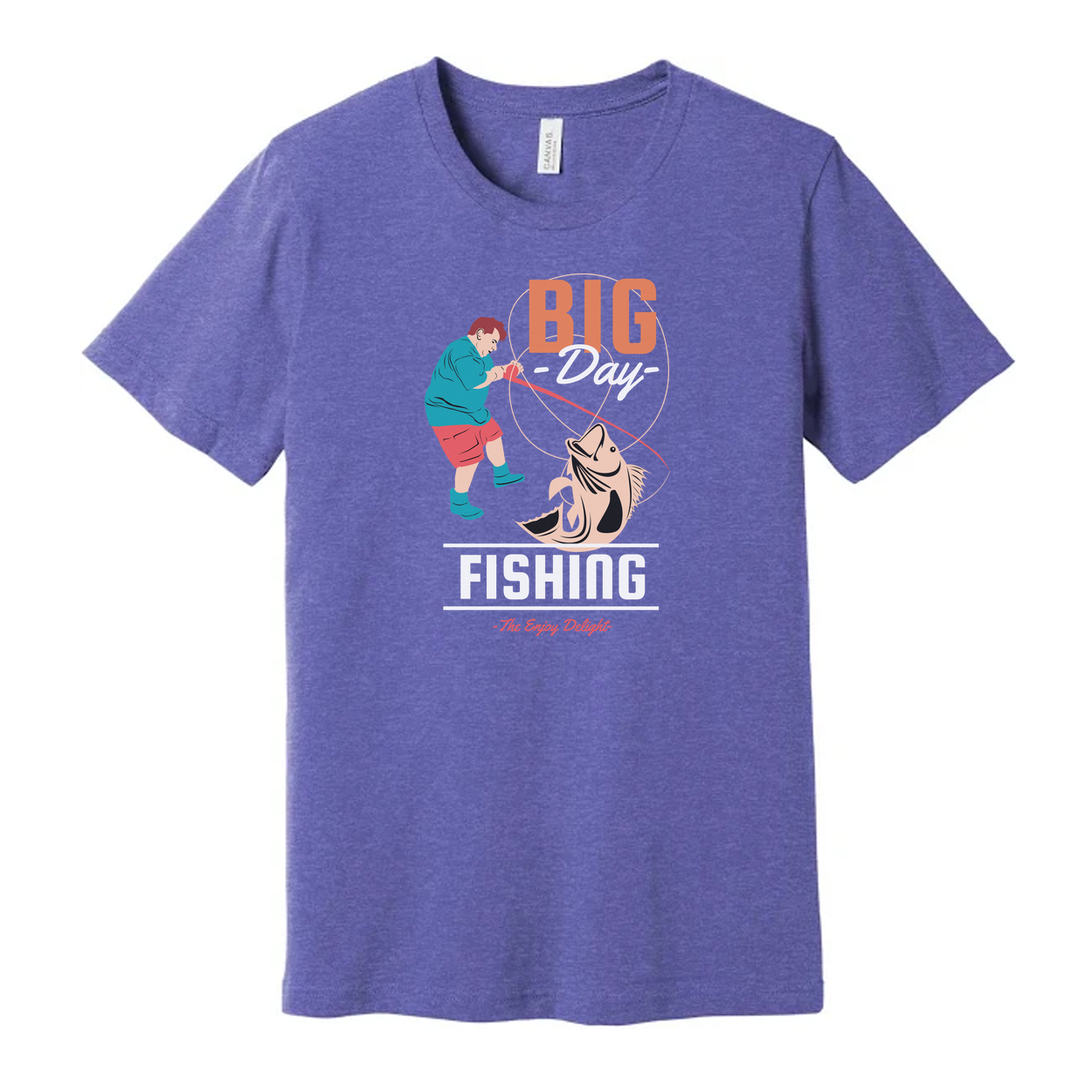 Big Day Fishing Graphic Tee For Anglers Unisex With Colorful Fishing Scene Illustration