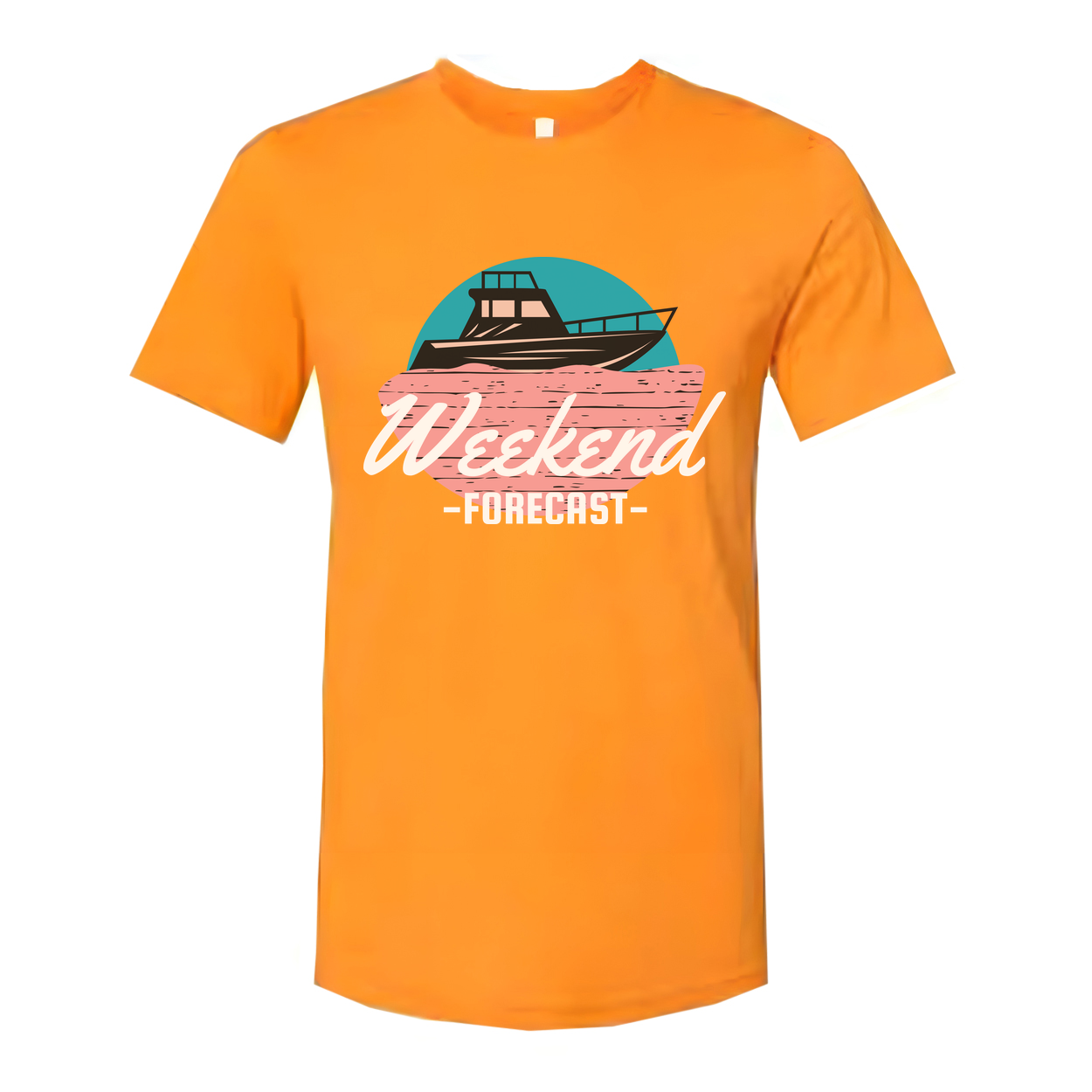 Weekend Forecast Boat Graphic T Shirt For Unisex Casual Wear Featuring Nautical Design