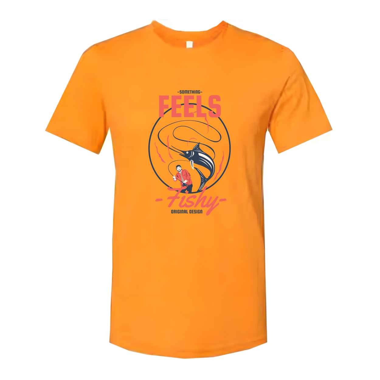 Unisex Fishing T Shirt With Original Graphic Featuring Marlin And Fisherman Feels Fishy