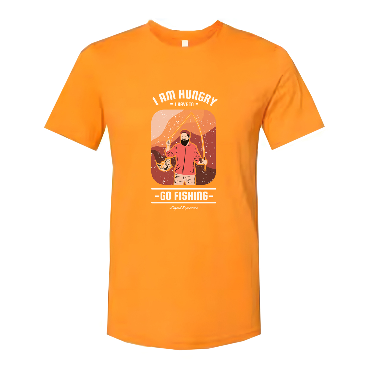 I Am Hungry Go Fishing Retro Sunset Illustration Graphic Tee For Unisex Adults Casual Wear