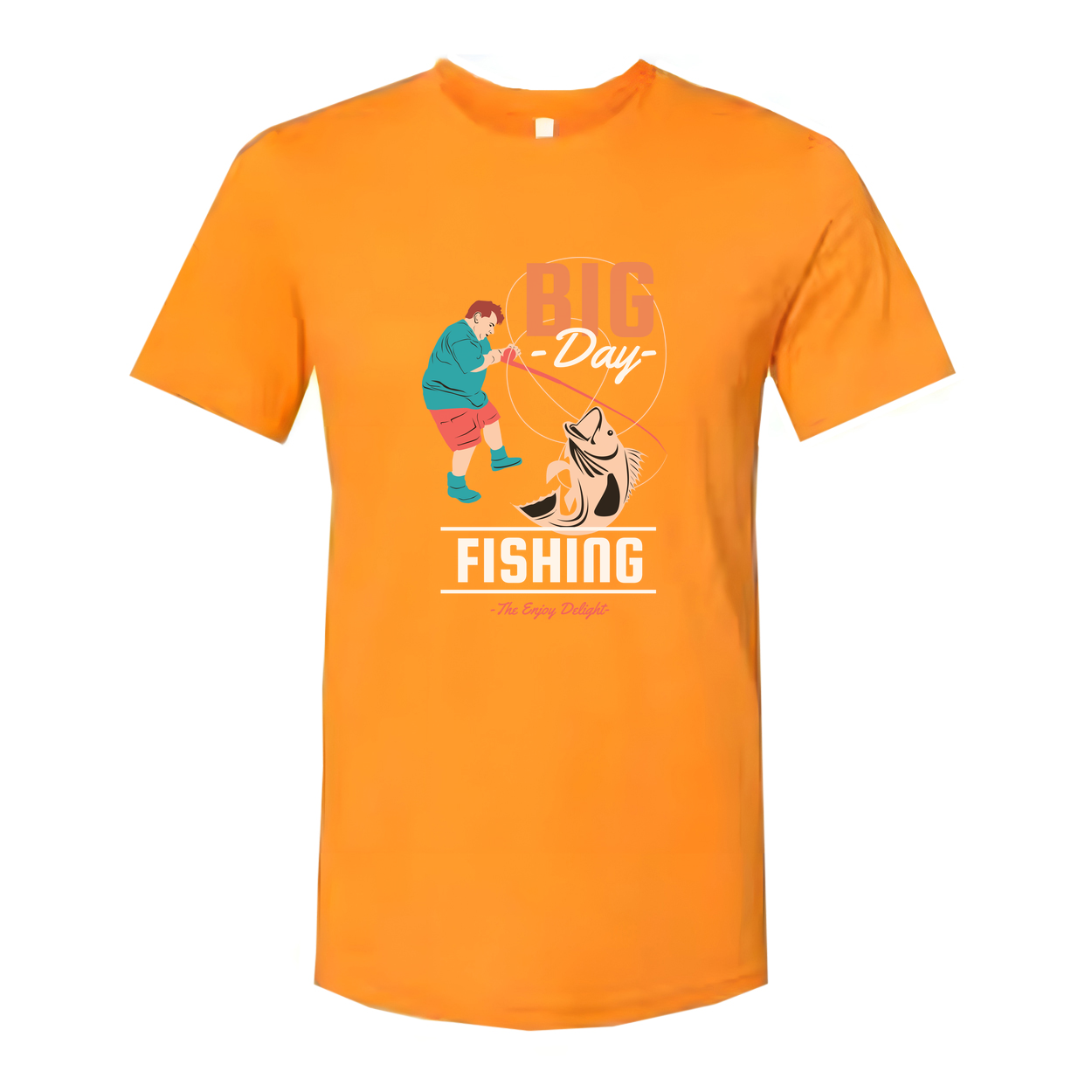 Big Day Fishing Graphic Tee For Anglers Unisex With Colorful Fishing Scene Illustration
