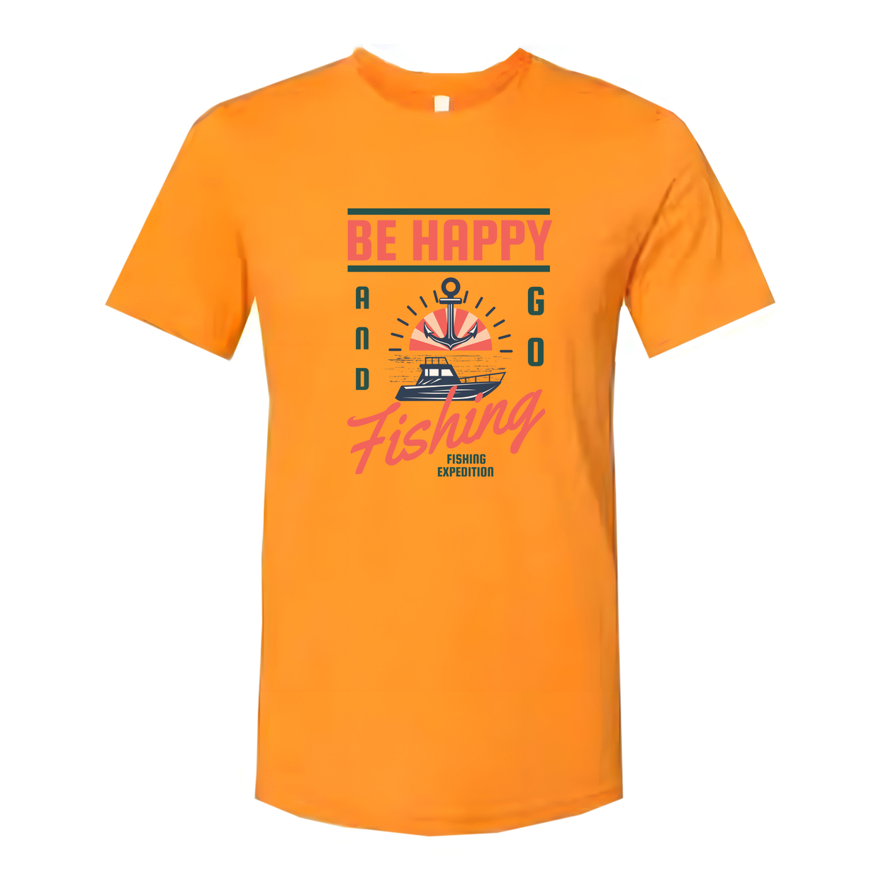 Be Happy And Go Fishing Expedition Graphic T Shirt For Men Women Unisex Short Sleeve Tee