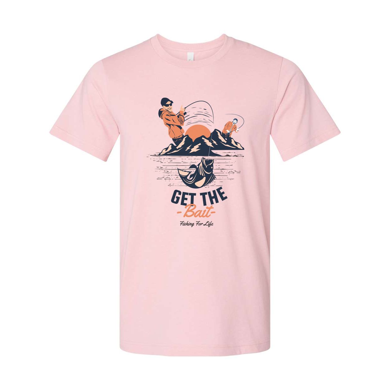 Unisex Fishing Graphic T Shirt With Get The Bait Artwork And Mountain Reflection