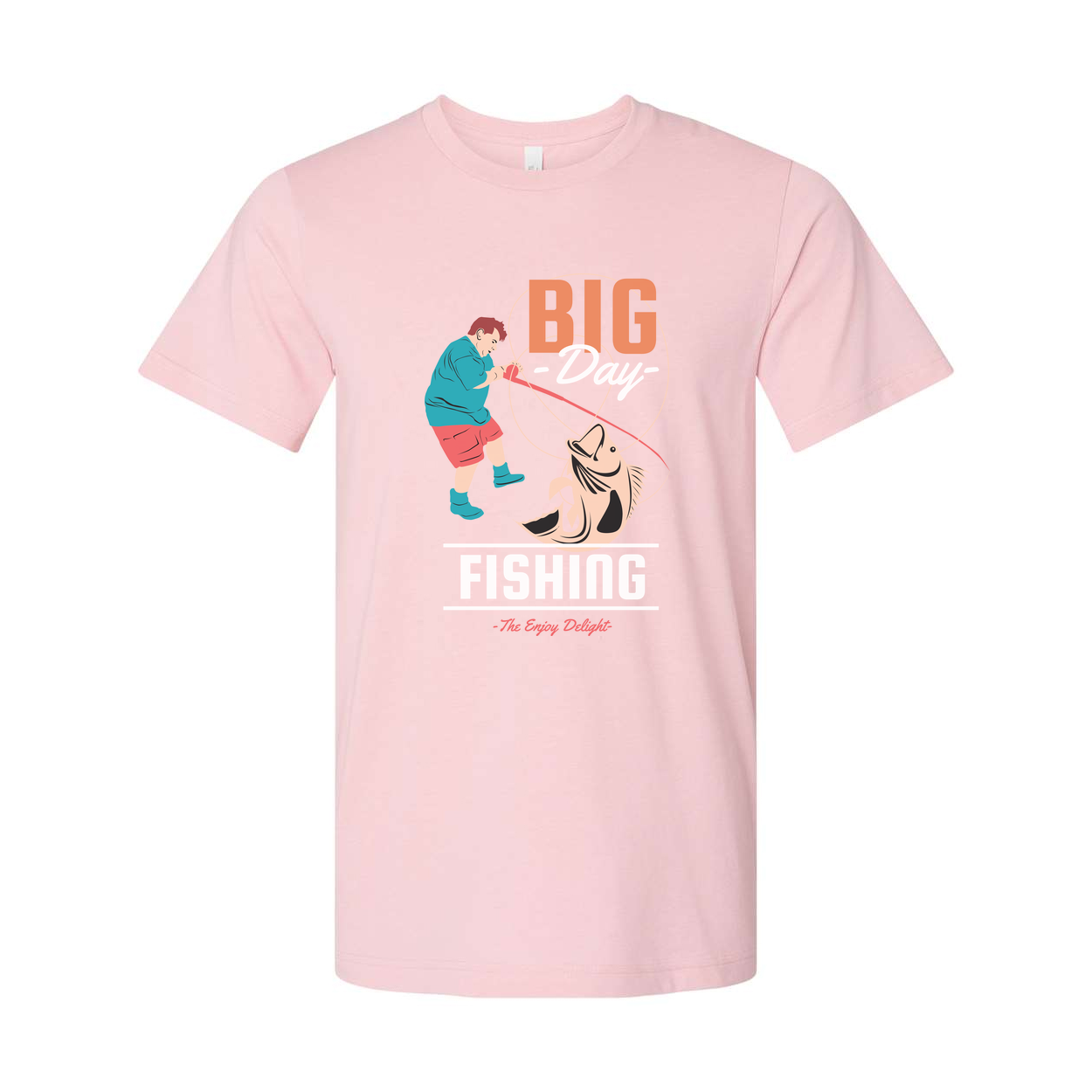 Big Day Fishing Graphic Tee For Anglers Unisex With Colorful Fishing Scene Illustration
