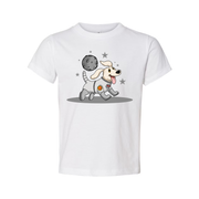 Space Dog In Spacesuit Cartoon Graphic Tee For Adults Unisex Casual Shirt With Galaxy Theme And Fun Outer Space Style