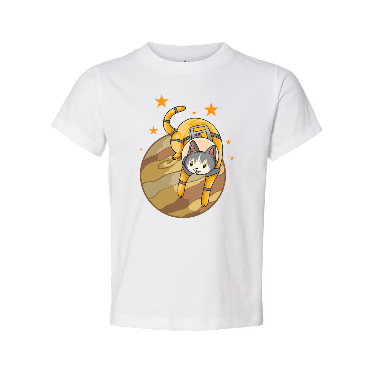 Space Cat Astronaut Illustration On Planet Unisex T Shirt With Adventure Theme Playful Design