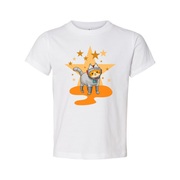 Cosmic Cat Astronaut Graphic Tee With Starry Background For Unisex Adults And Teens