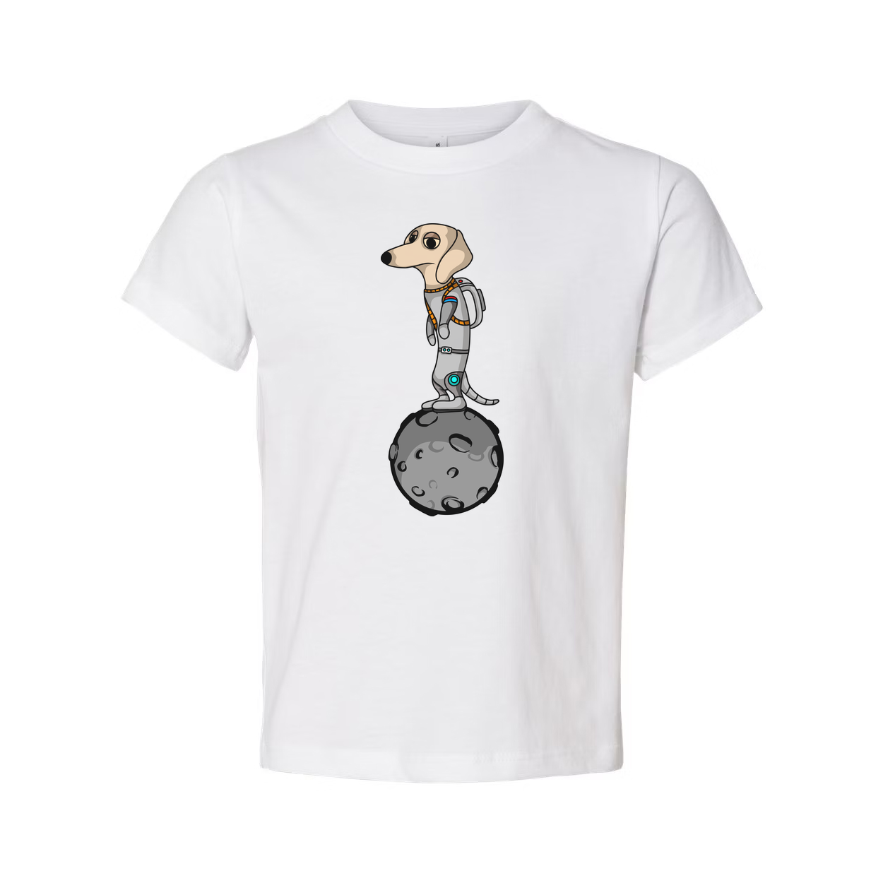 Unisex Space Dog Astronaut Standing On the Moon Graphic T Shirt With Cartoon Style Illustration