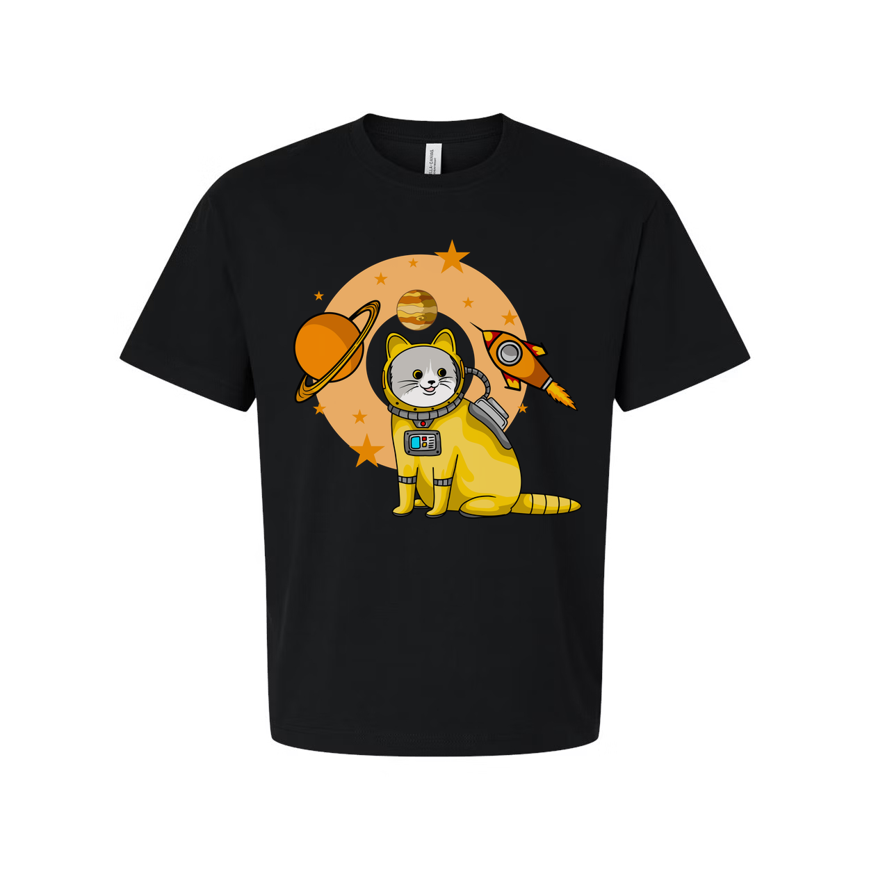 Space Cat Astronaut Graphic Tee With Rocket And Planets For Kids And Adults Worldwide