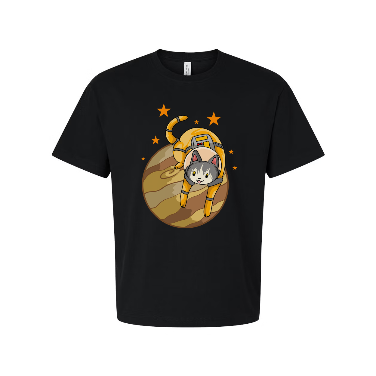 Space Cat Astronaut Illustration On Planet Unisex T Shirt With Adventure Theme Playful Design