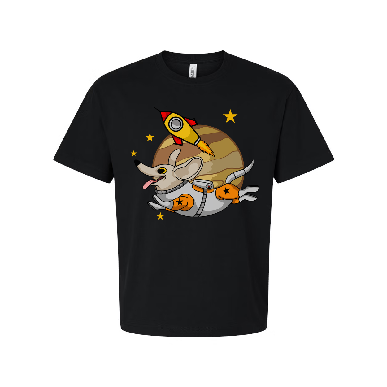 Space Animals Cartoon Astronaut Dog T Shirt Featuring Rocket Planet Orbit And Stars For Unisex Adults