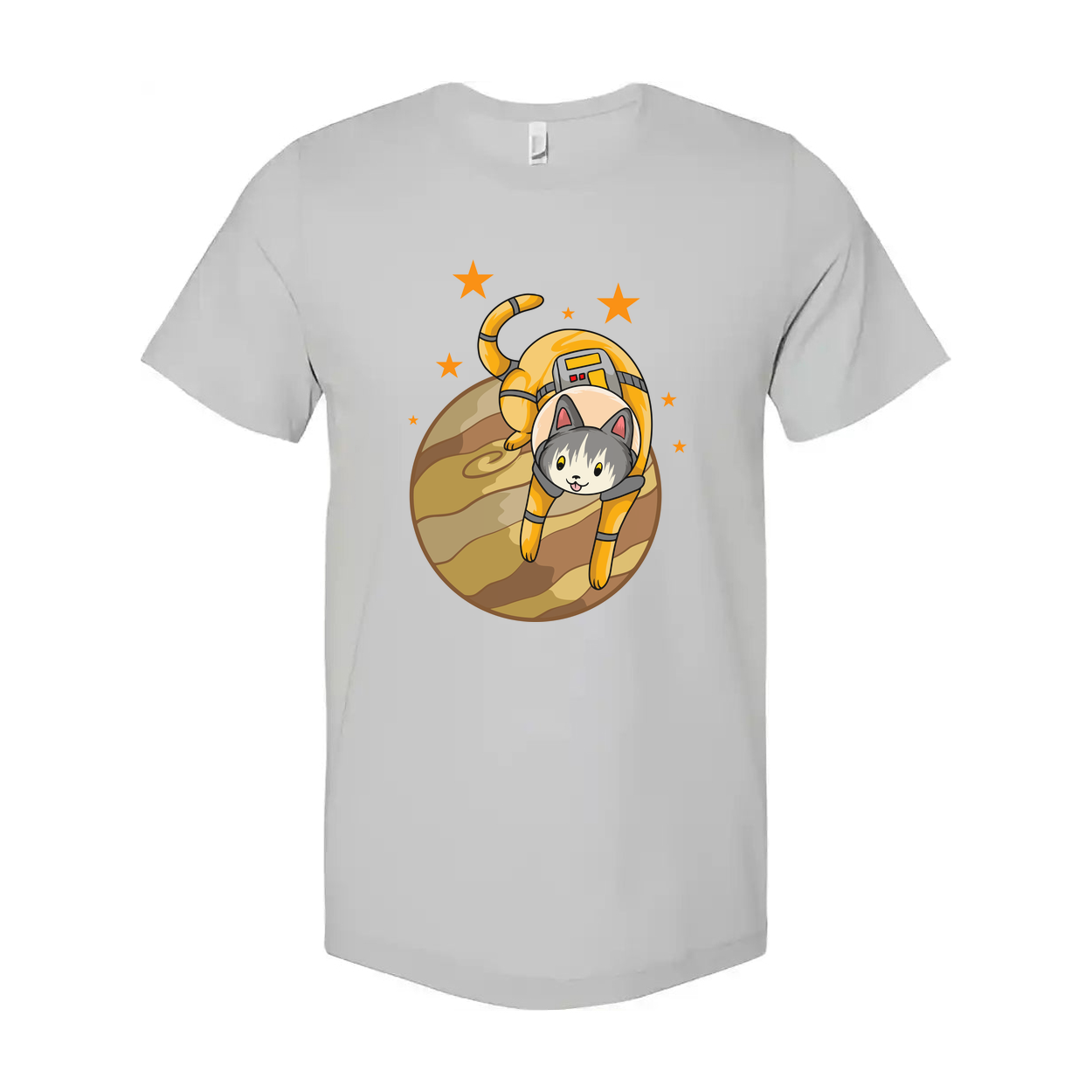 Space Cat Astronaut Illustration On Planet Unisex T Shirt With Adventure Theme Playful Design