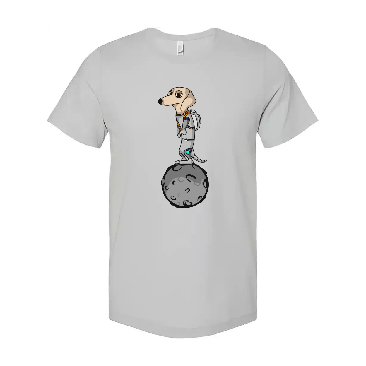 Unisex Space Dog Astronaut Standing On the Moon Graphic T Shirt With Cartoon Style Illustration