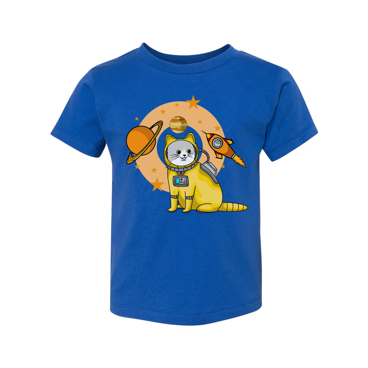 Space Cat Astronaut Graphic Tee With Rocket And Planets For Kids And Adults Worldwide