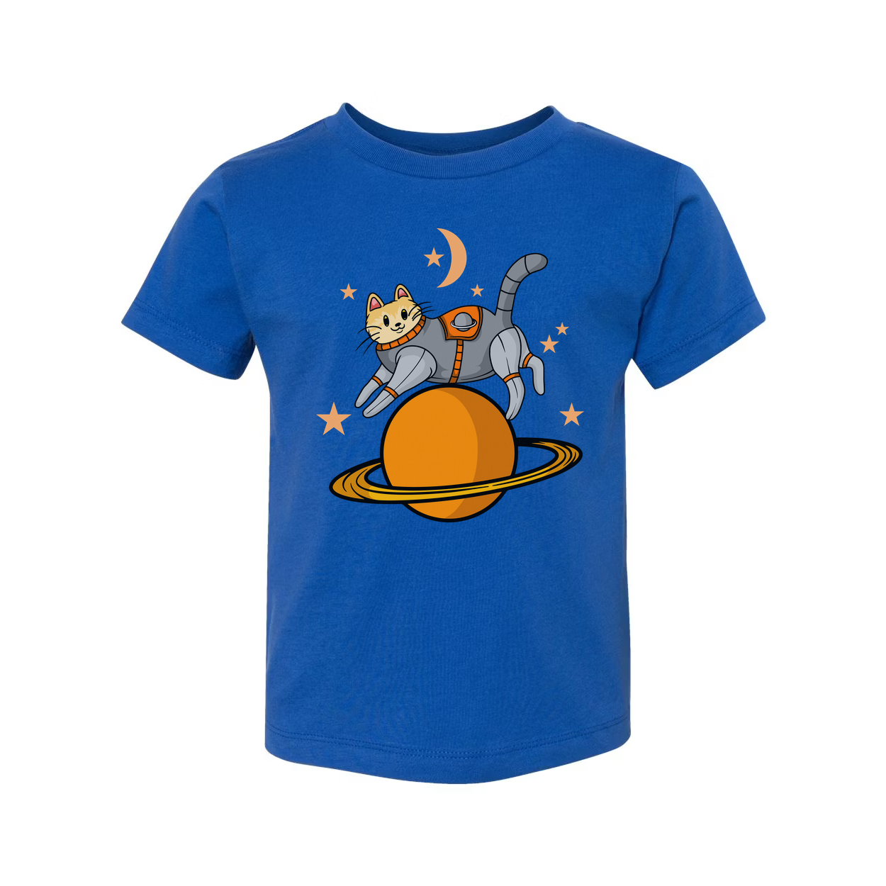 Unisex Space Cat Astronaut Graphic T Shirt With Planet Ring And Stars Design For Space Lovers