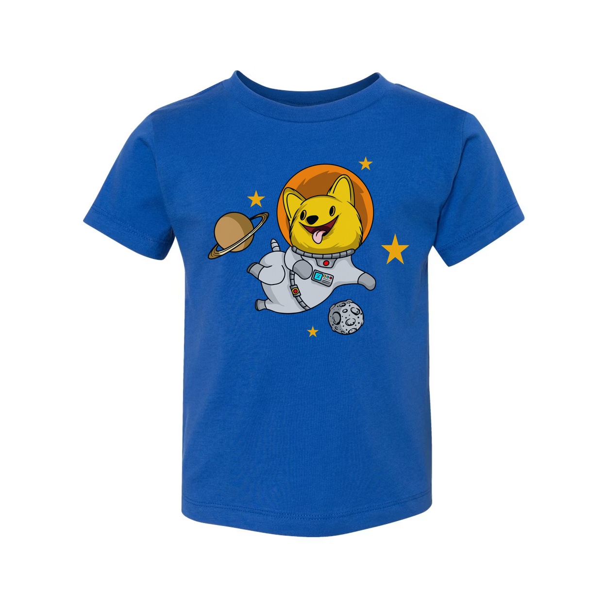 Space Dog Astronaut Graphic T Shirt For Unisex Adults And Kids Cosmic Design Tee