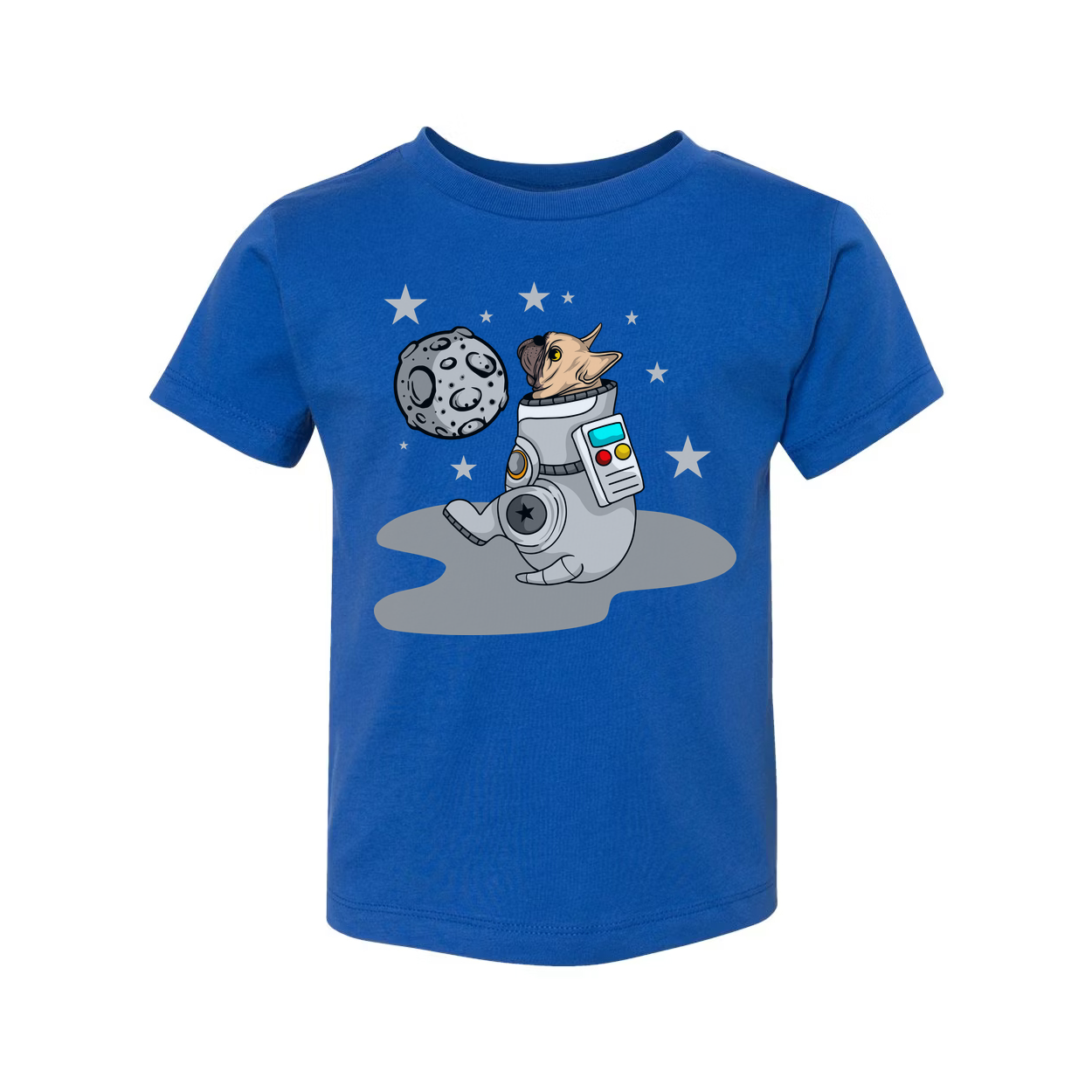Space Dog Astronaut Graphic Tee For Unisex Fit With Moon Stars And Space Theme Artwork
